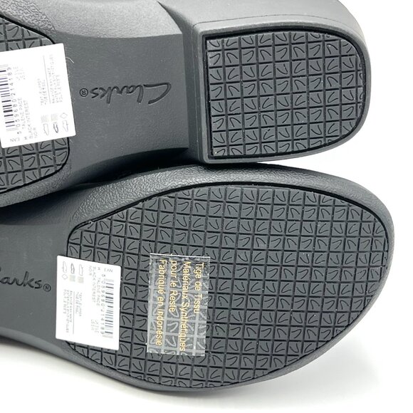 6W 6 WIDE WIDTH Clarks Talen Pace Black Slip Resistant Slip‎ On Clogs Shoes New - Picture 11 of 12